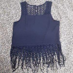 🌈LACE FRINGE TANK BLOUSE-M